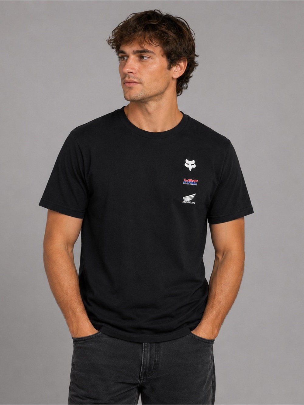 Fox Racing Honda HRC Premium Black Graphic T-Shirt Men’s Large Motorcycle Tee